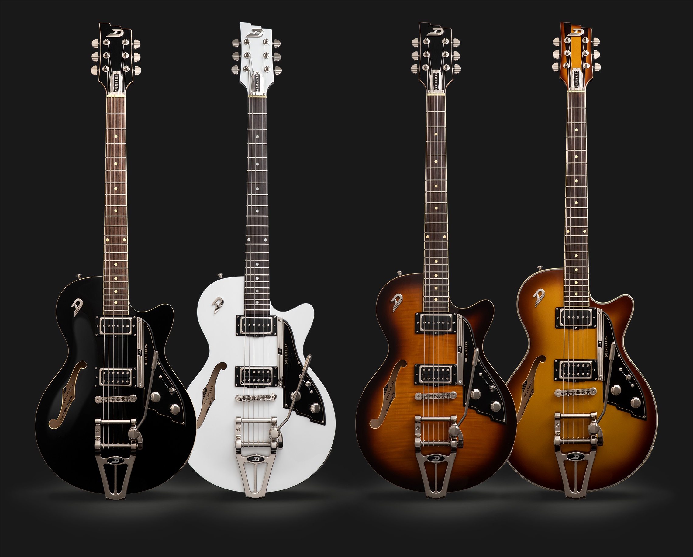 Duesenberg Starplayer TV 2026 Overview Deep Black, Everest White, Tobacco Burst, Gold Burst