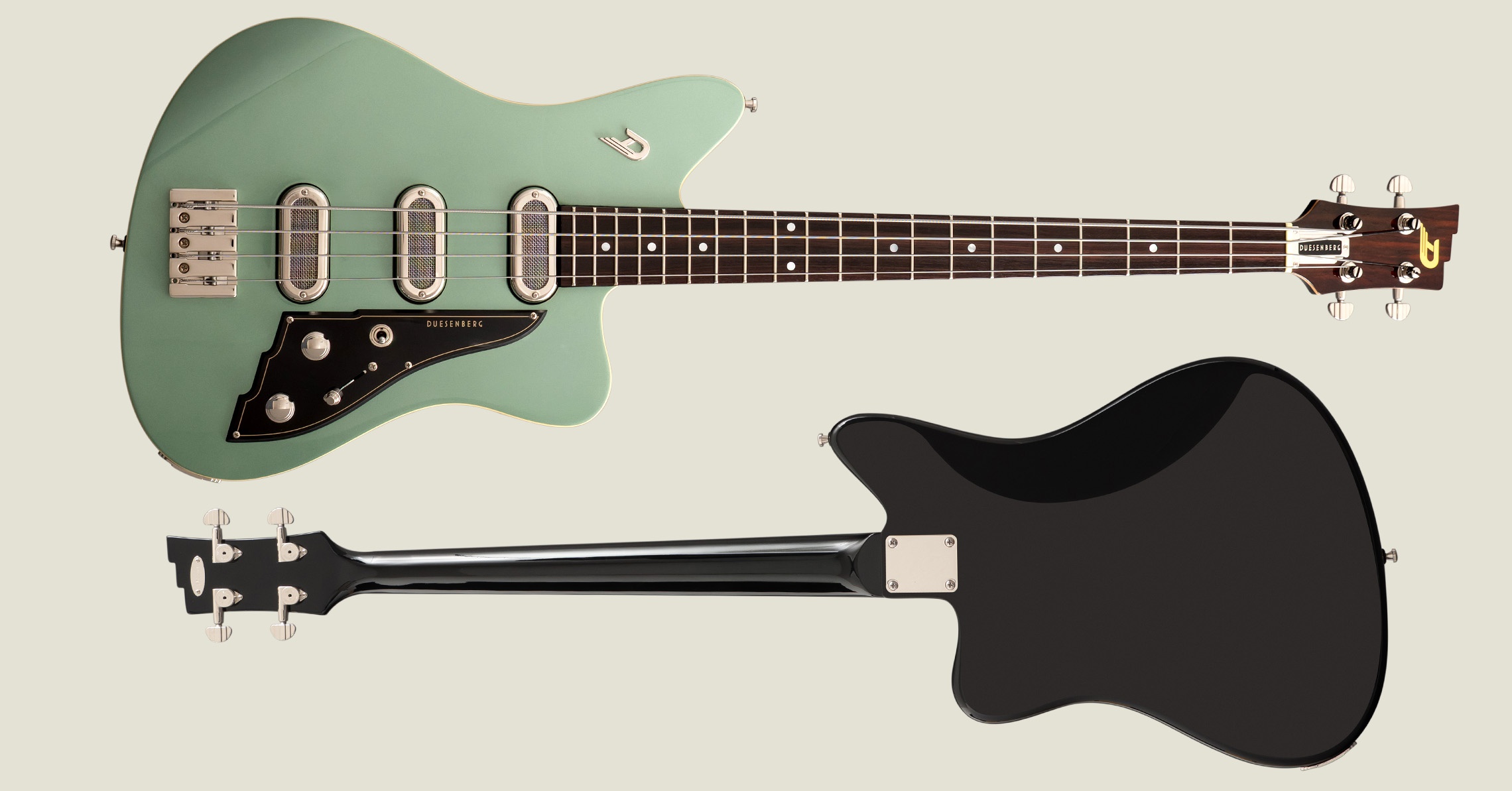 Image showing the Duesenberg Triton Bass in Black and Gold-Top in full length